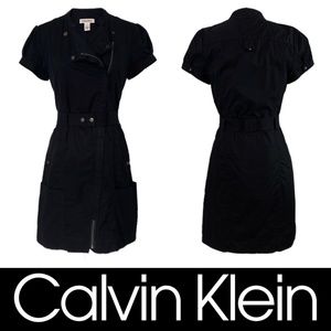 Calvin Klein Moto Zip Belted Utility Shirt Dress